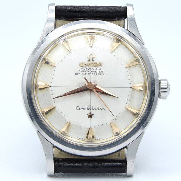 1958 early Omega Constellation Chronometer Early Model 2852 with Crosshair Patina Dial in stainless steel