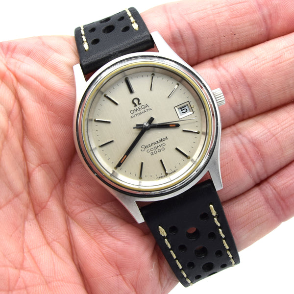 1979 Omega Large 38mm Seamaster Cosmic 2000 Automatic Date Model 166.128 with Silvered Dial
