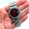 1975 Omega Genève Automatic Date Stainless Steel  bracelet watch Model 166.0173 with Original 'Fume Red' Dial