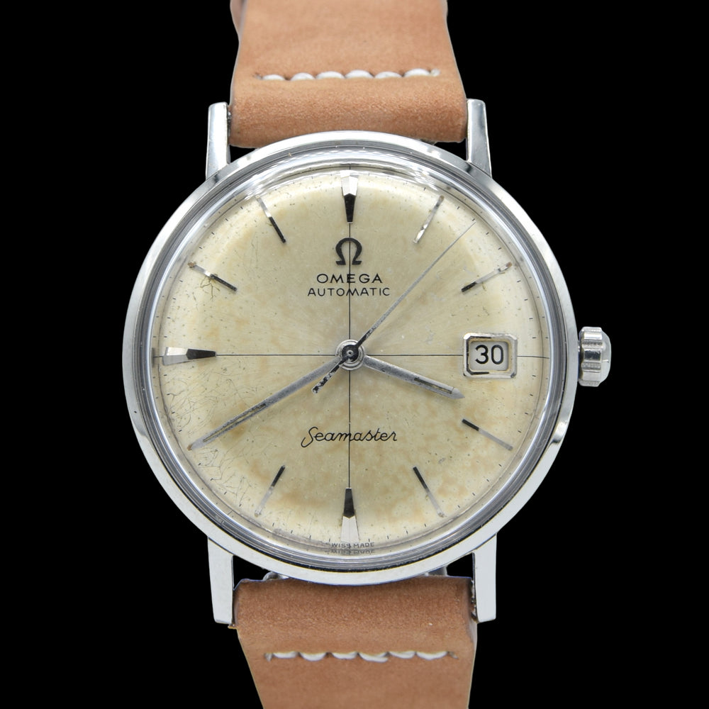 1961 Omega Seamaster date Automatic original crosshair patina silvered Dial Model 14770 Pre deville Cal 562