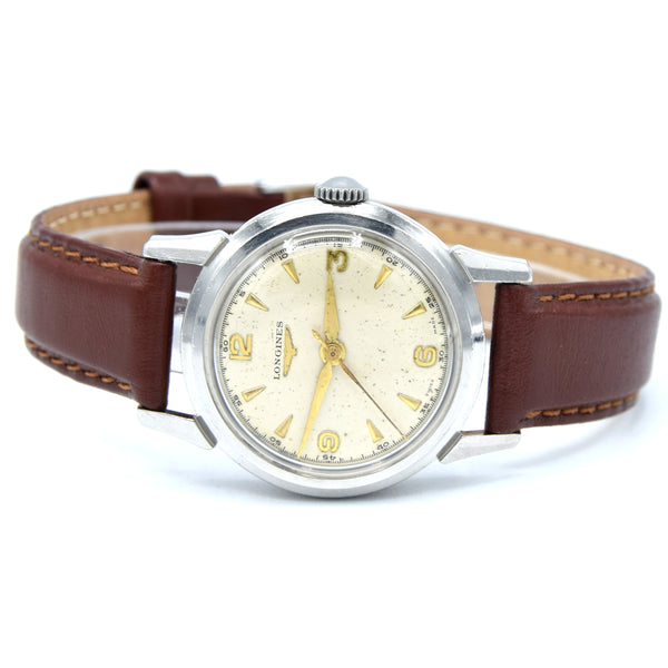 1951 Longines Manual Wind Wristwatch Model 6244 with Gorgeous Original Dial Cal 23zs