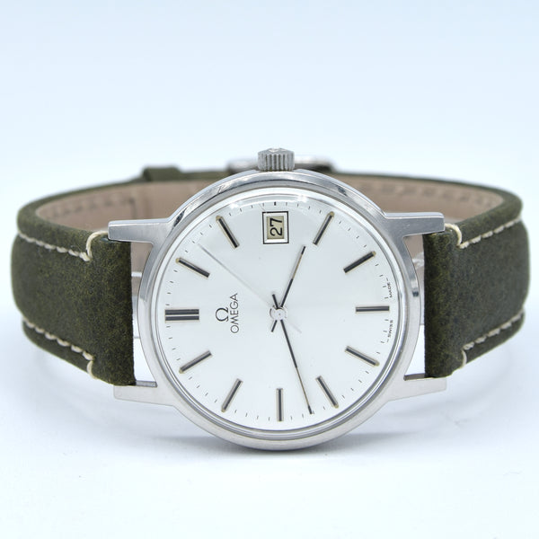 1978 Omega classic manual Wind Date Dress Watch Model 136.0104 in Stainless Steel