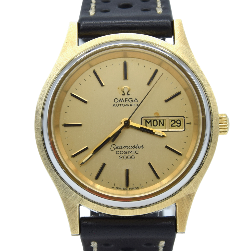 1974 Omega Rare Large Gold & steel Cosmic 2000 Automatic Day/Date Cham ...