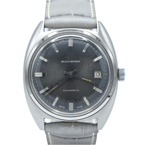 1960s Bucherer 1888 Automatic swiss classic wristwatch with Graphite d Antique Watch Co