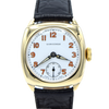 1942 Classic elegant Longines solid 9ct gold cushion Watch with Enamel Dial and Arabic Numerals