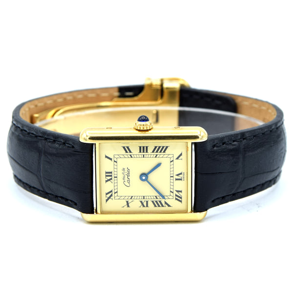 1998 Classic Cartier Tank Must De with 'Lemon' Roman Numeral Dial with full box and papers