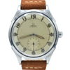 1945 Omega Bumper Automatic Wristwatch with Perfect Patina Dial and Arabic Numerals Model 2374 in Stainless Steel