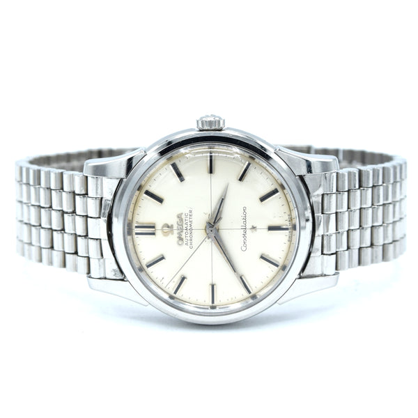 1959 Omega Constellation with Stunning Cross-Hair onyx Model 14381 on brick link Bracelet