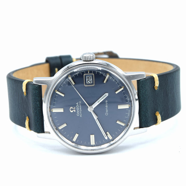 1969 Omega Geneve Automatic calendar  Model 166.070 with Stunning Rare Electric Blue Dial caliber 565