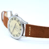 1945 Omega Bumper Automatic Wristwatch with Perfect Patina Dial and Arabic Numerals Model 2374 in Stainless Steel