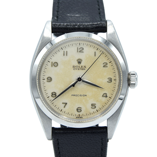 1957 Rolex Oyster Precision 6422 Wristwatch with Arabic numerals in Stainless Steel with Rolex Strap & Buckle 