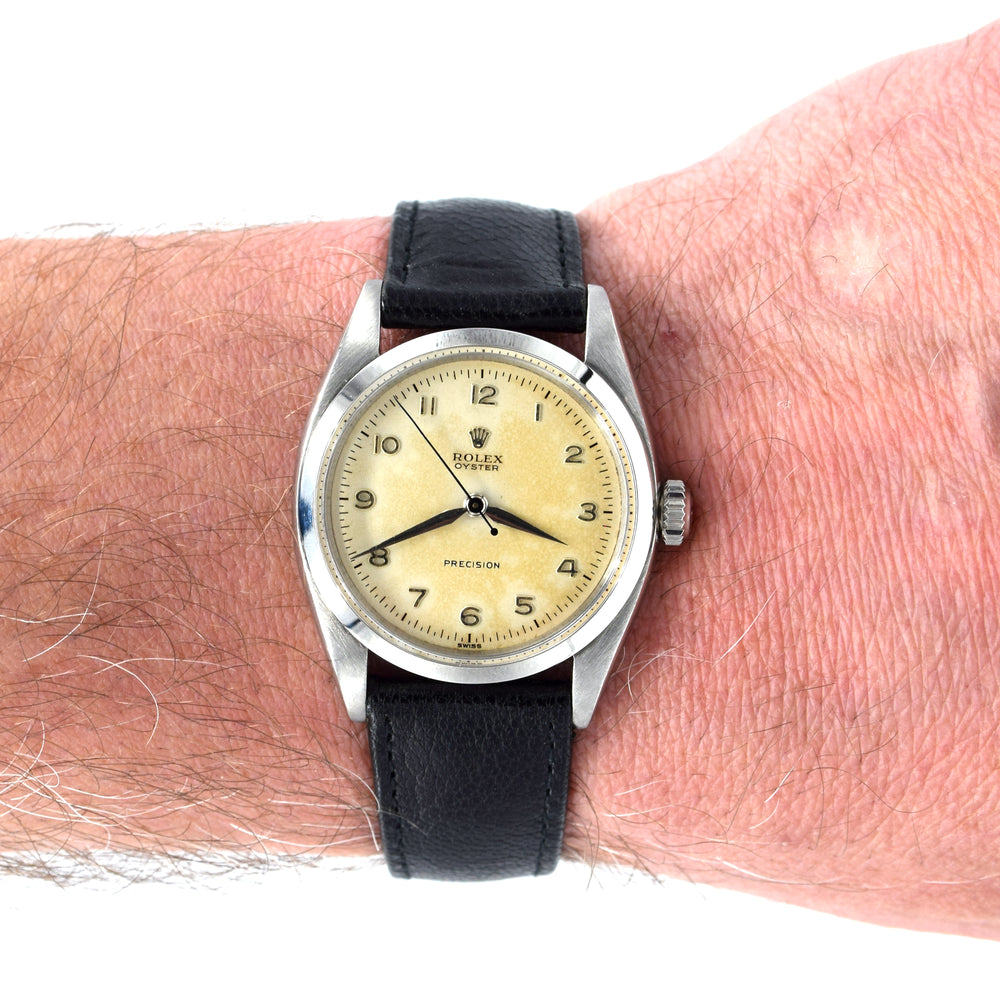 1957 Rolex Oyster Precision 6422 Wristwatch with Arabic numerals in Stainless Steel with Rolex Strap & Buckle
