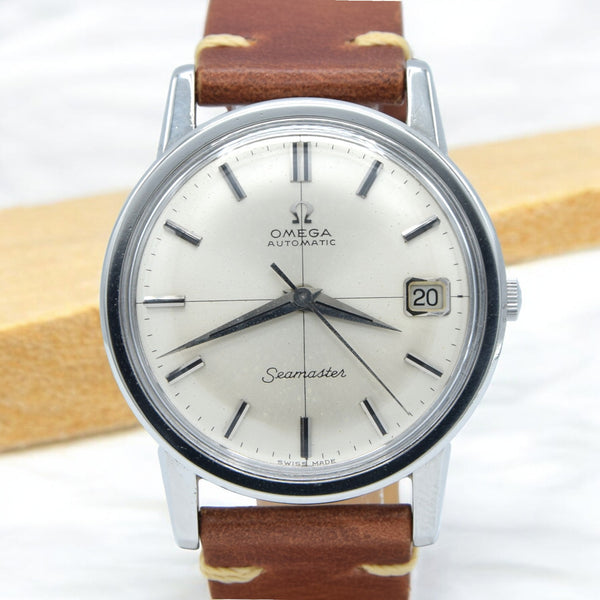 1967 Omega Automatic Seamaster Model 166.003 Calendar Model steel with cross-hair onyx dial