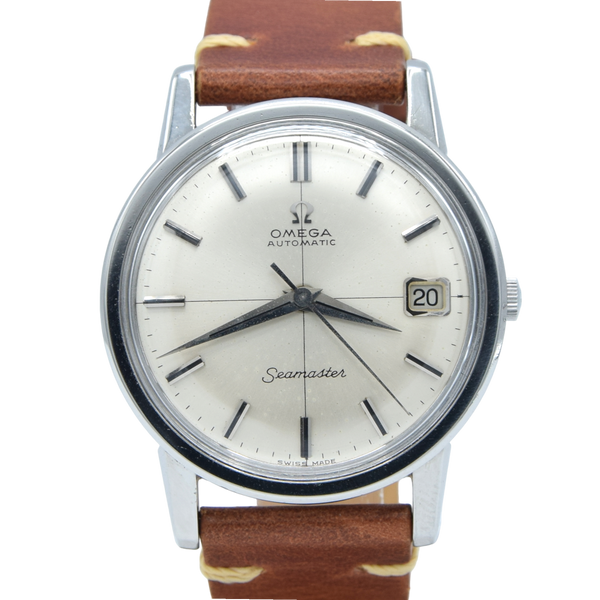 1967 Omega Automatic Seamaster Model 166.003 Calendar Model steel with cross-hair onyx dial