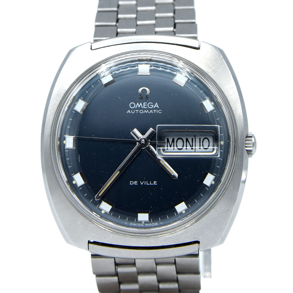 1969 Omega Automatic De Ville Day/Date with Matte Blue Dial in Stainless Steel Model 166.053