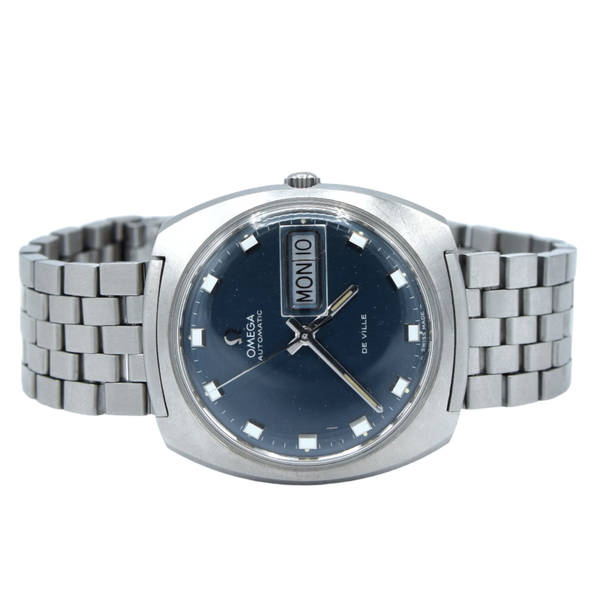 1969 Omega Automatic De Ville Day/Date with Matte Blue Dial in Stainless Steel Model 166.053