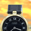 1990s Rare Black Roman Numeral Dial Unisex Cartier 'Must de' Vendôme in 925 Sterling Silver Gilt Vermeil Case