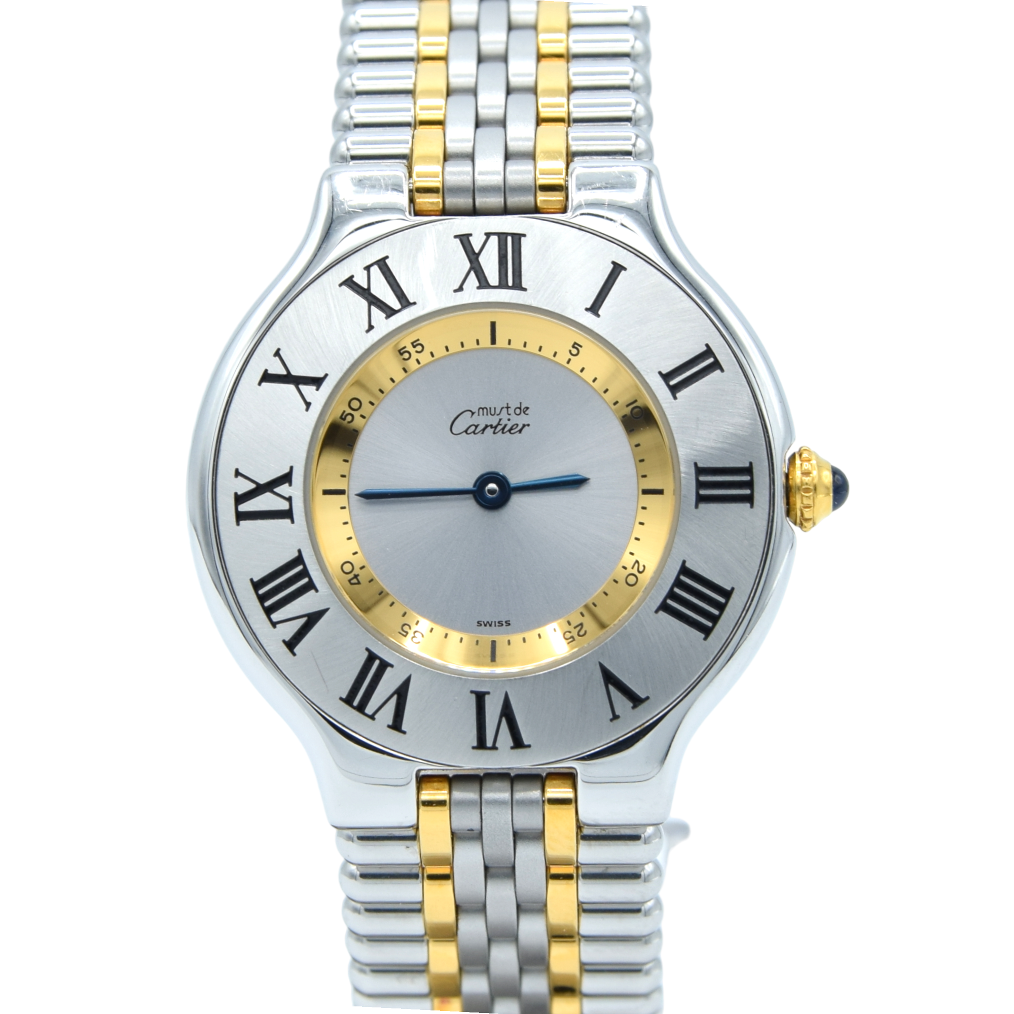 1990s Must De Cartier 21 Unisex Swiss Quartz Wristwatch in Gold