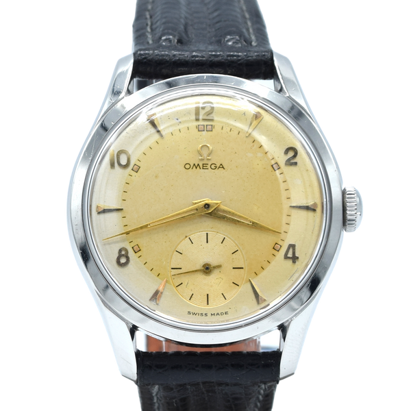 1952 Omega 36mm Model 2639 in a Substantial Stainless Steel Screw-Back Case All Original two tone dial