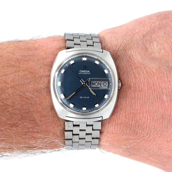 1969 Omega Automatic De Ville Day/Date with Matte Blue Dial in Stainless Steel Model 166.053