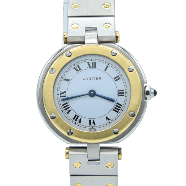 1990s Cartier Santos Ronde classic ladies watch  in Stainless Steel and 18ct Gold with Vendôme lugs