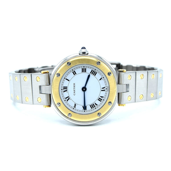 1990s Cartier Santos Ronde classic ladies watch  in Stainless Steel and 18ct Gold with Vendôme lugs