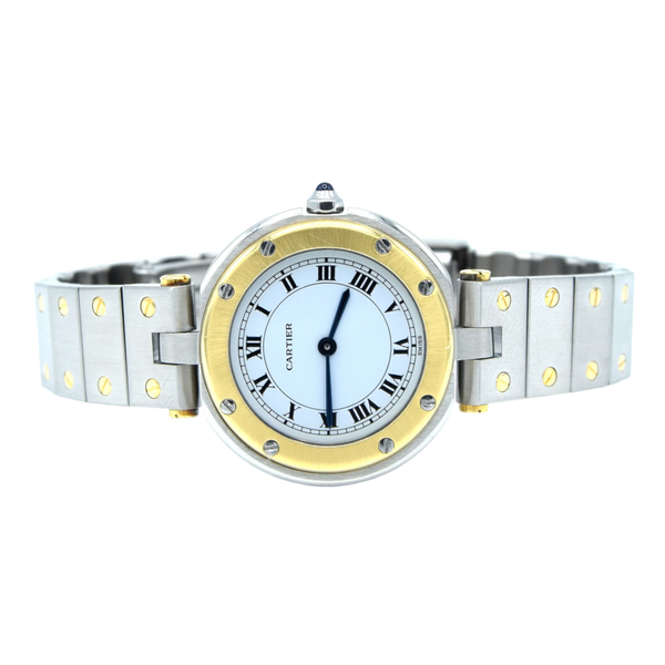 1990s Cartier Santos Ronde classic ladies watch  in Stainless Steel and 18ct Gold with Vendôme lugs