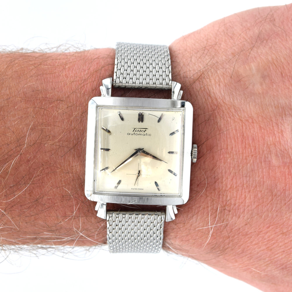 1953 Tissot Rare "Cioccolatone" 8702 large square Automatic bumper watch with fancy lugs