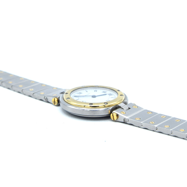 1990s Cartier Santos Ronde classic ladies watch  in Stainless Steel and 18ct Gold with Vendôme lugs