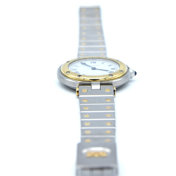 1990s Cartier Santos Ronde classic ladies watch  in Stainless Steel and 18ct Gold with Vendôme lugs