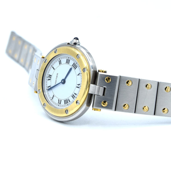 1990s Cartier Santos Ronde classic ladies watch  in Stainless Steel and 18ct Gold with Vendôme lugs