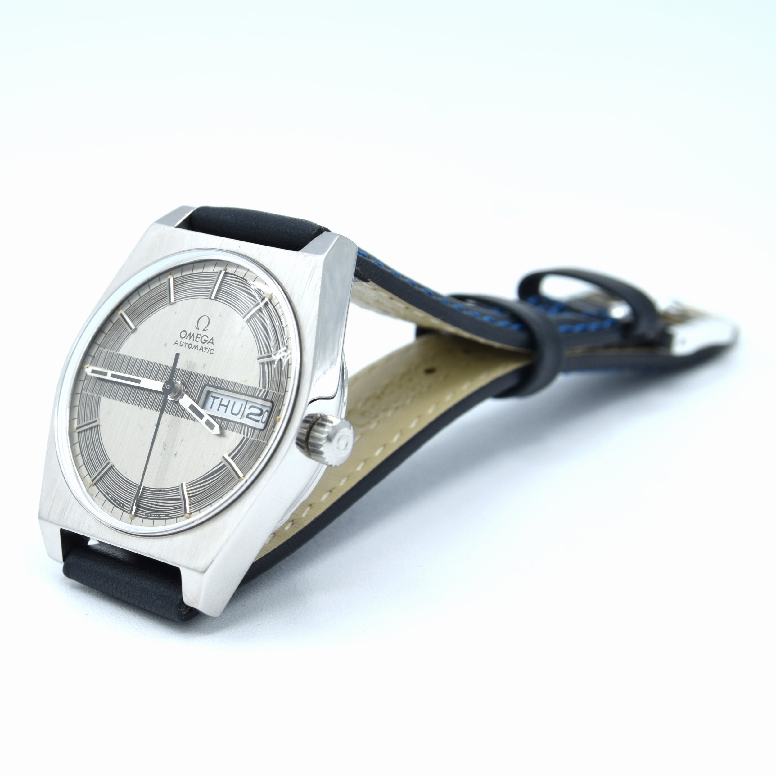 Omega Bar Code 1969 Omega sharp Rare 'Barcode Dial' Automatic Day/Date in Stainless S ...