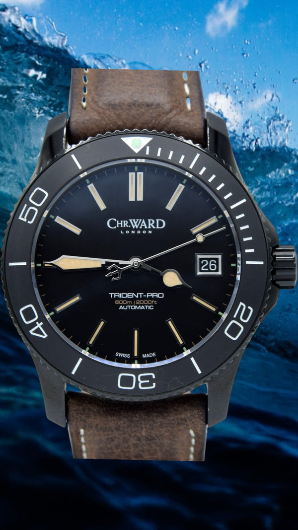 2017 Christopher Ward Discontinued Original C60 Trident Mk.2 PVD Pro 600 box & papers