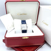 2000s Large Cartier Tank Date with Arabic Numerals Model 2414 in Silver with Deployment Clasp, Box and Books