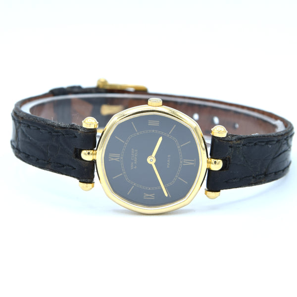 1980s Ladies Van Cleef & Arpels Manual Wind Wristwatch in Solid 18ct Gold Octagonal Case with Articulated Lugs on Original Strap with 18ct Gold Pin Buckle