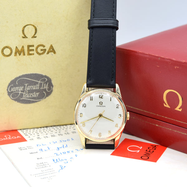 1964 / 1965 Omega full box & papers - Classic Dress Watch in Solid 9ct Gold Case Arabic numerals