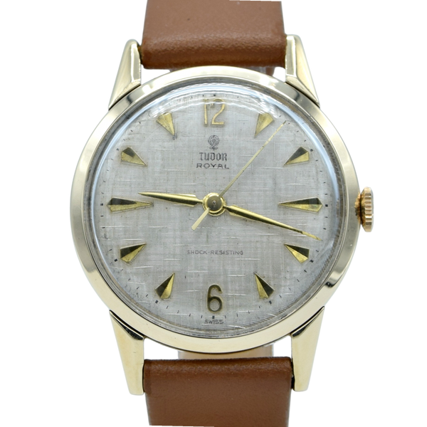 1962 Tudor Royal in solid 9ct Gold Rolex case - stunning Linen Dial 32mm Mechanical