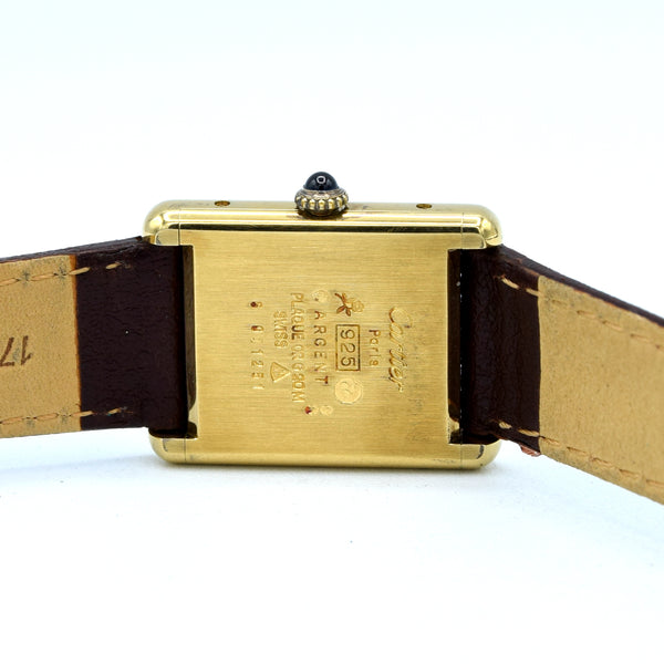 1970s Cartier Tank Mechanical with Laquer 'Ox Blood' Burgundy Dial in 925 case + Buckle & Box