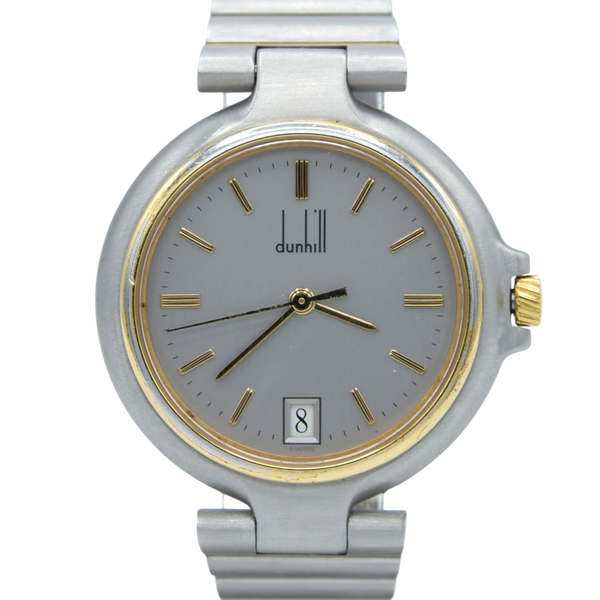 1980s Alfred Dunhill Millennium Mid-Size Watch - Gold Tone and Steel - Swiss Quartz