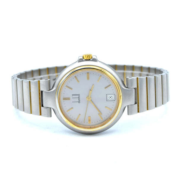 1980s Alfred Dunhill Millennium Mid-Size Watch - Gold Tone and Steel - Swiss Quartz