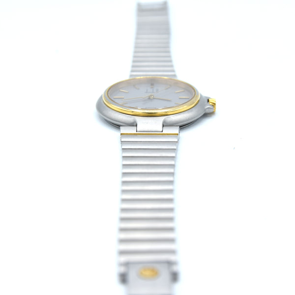 1980s Alfred Dunhill Millennium Mid-Size Watch - Gold Tone and Steel - Swiss Quartz