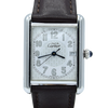 2000s Large Cartier Tank Date with Arabic Numerals Model 2414 in Silver with Deployment Clasp & Box