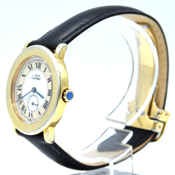 1990s Cartier 'Must de' Ronde with Roman Numerals in 925 Sterling Silver Gilt Vermeil Case Model 1810