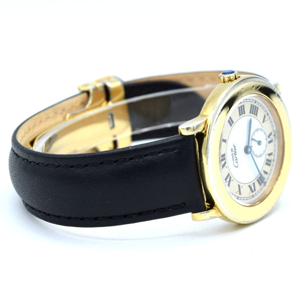 1990s Cartier 'Must de' Ronde with Roman Numerals in 925 Sterling Silver Gilt Vermeil Case Model 1810