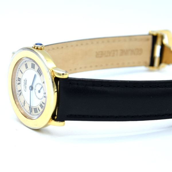 1990s Cartier 'Must de' Ronde with Roman Numerals in 925 Sterling Silver Gilt Vermeil Case Model 1810