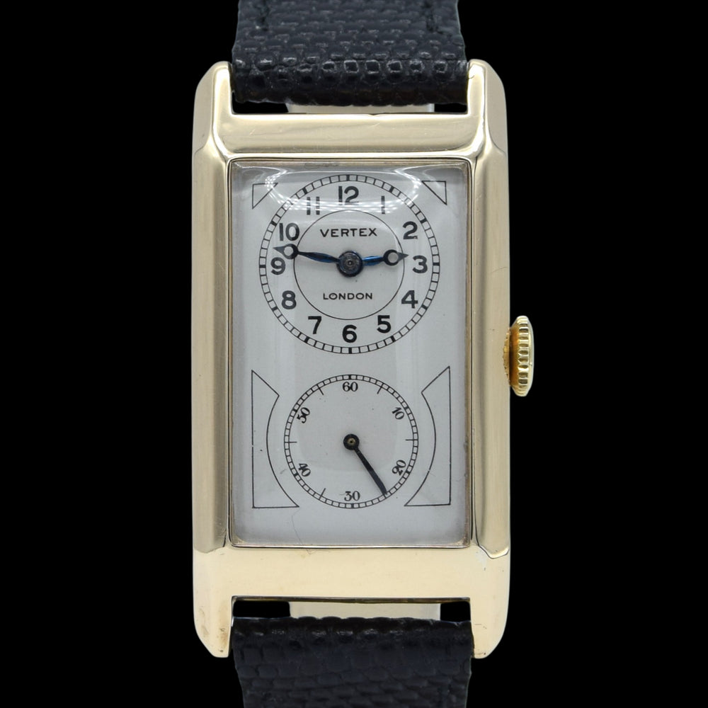 1933 Vertex of London Exquisite Doctors Duo Dial Wristwatch in solid 9ct Gold English Made Case