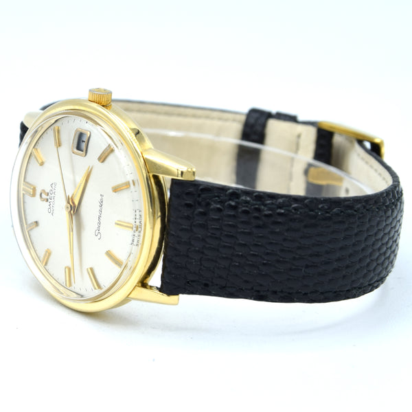 1963 Omega Automatic Seamaster Date Model 166.3020 in Solid 18ct Gold with box and booklets