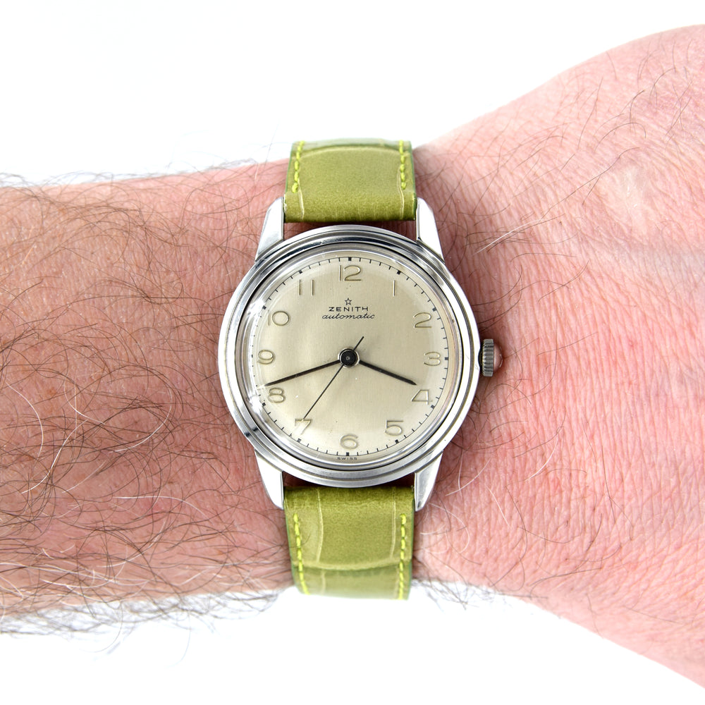 1949 Zenith steel bumper Automatic with stunning original dial in steel caliber 133