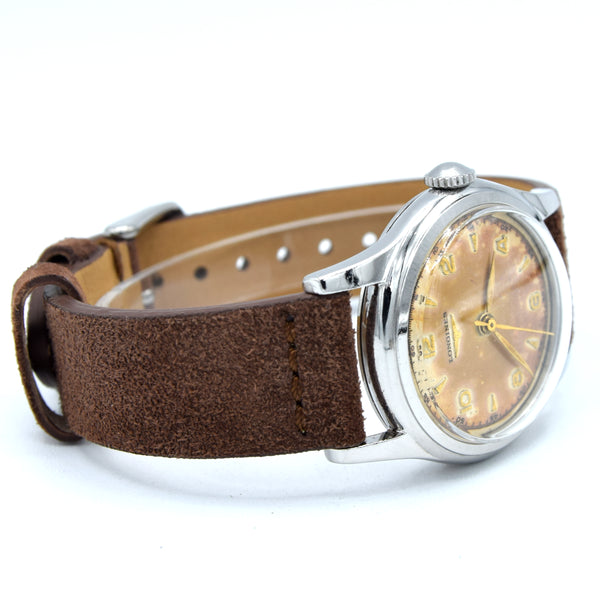 1951 Longines classic Sei Tacche Watch with Mixed Arrow and Arabic Numerals Model 5697