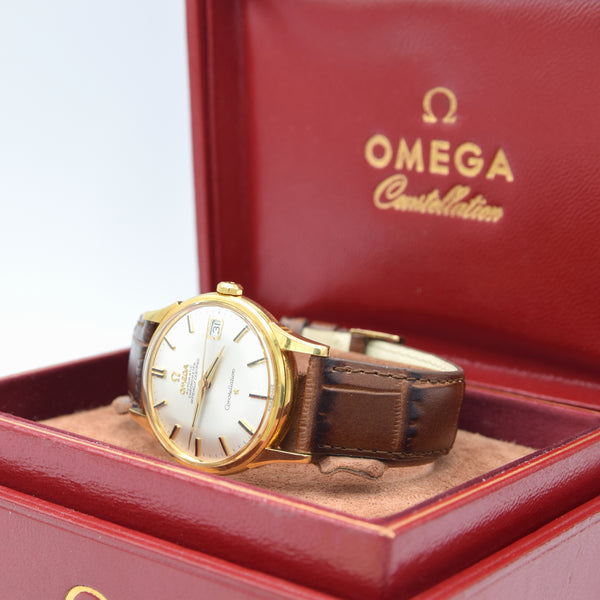 1966 Omega Constellation Date Automatic Chronometer Model 1685416 in English 18ct Gold Case with Box and Books